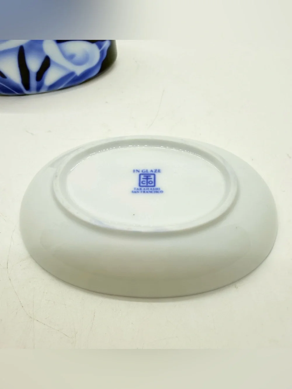 Vintage Takahashi Floral Bathroom Set Toothbrush & Soap Dish Blue In Glaze Lily